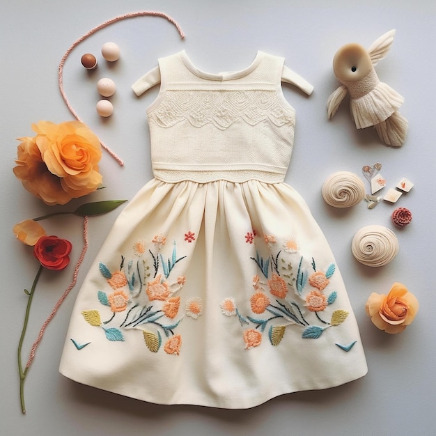 ein weißes Kleid mit dem Namen eines Babys darauf