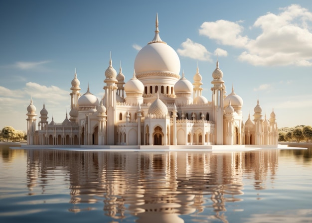 Ein weißes Modell einer Moschee mit einer Kuppel an der Spitze