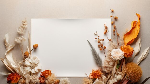Ein weißes Papier mit Blumen und weißem Hintergrund