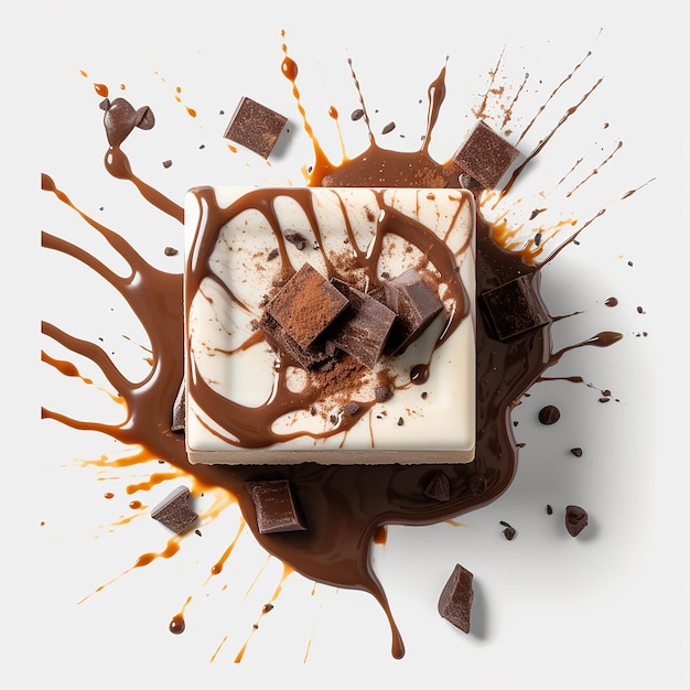 Ein weißes Quadrat Schokoriegel mit der Aufschrift „Chocolate“ darauf