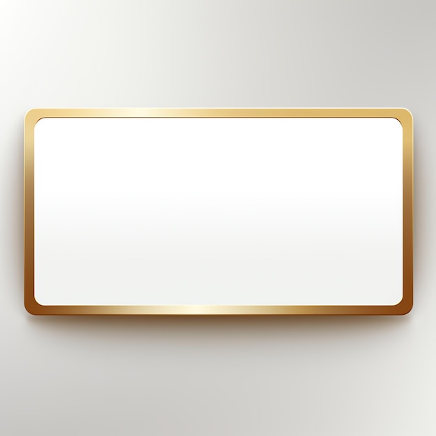 ein weißes rechteckiges Schild mit goldenem Rand