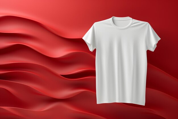 ein weißes T-Shirt auf rotem Hintergrund