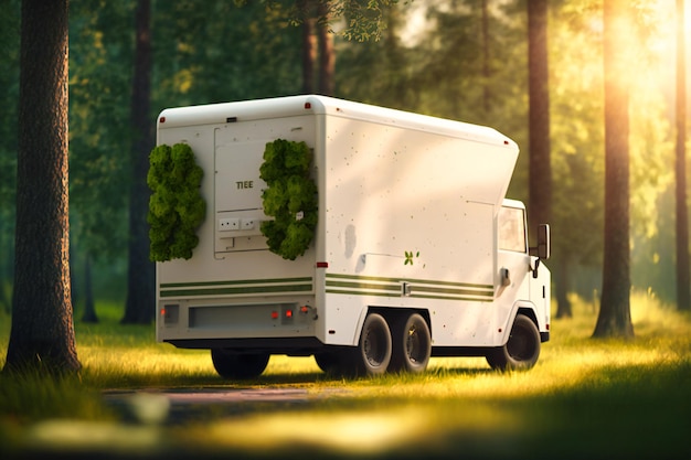 Ein White-Box-LKW mit Ladebordwand, der Pakete an Haushalte und Unternehmen liefert