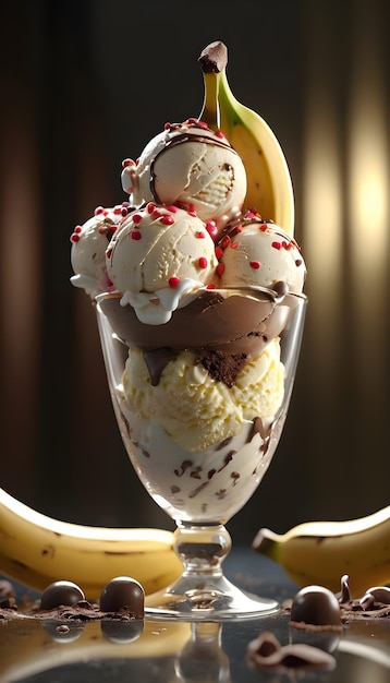 Ein widersprüchliches Schokolade- und Vanille-Eis spaltet ein dramatisches Meisterwerk der Beleuchtung