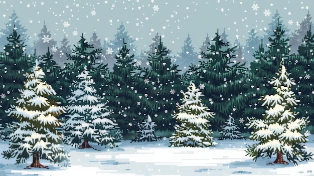 Ein Winterwunderland mit schneebedeckten Kiefern