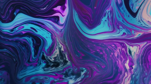 Ein wirbelnder blauer und violetter abstrakter Hintergrund. Generative KI