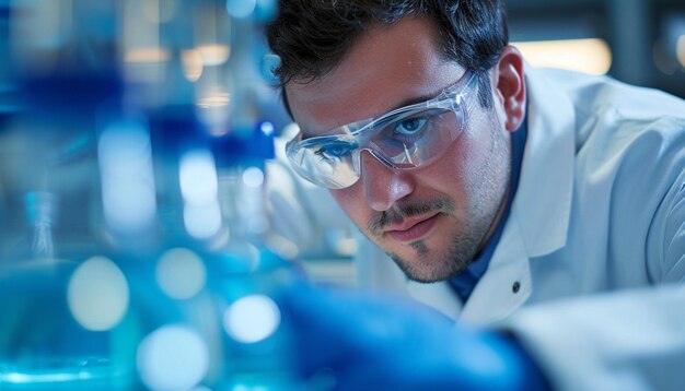 Foto ein wissenschaftler, der an der wasserreinigungstechnologie arbeitet