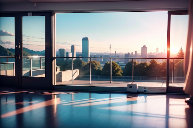 Ein Wohnzimmer mit Blick auf die Stadt Vancouver