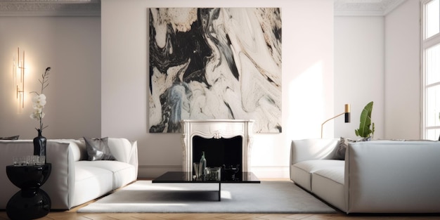 Ein Wohnzimmer voller Möbel und einem generativen KI-Bild