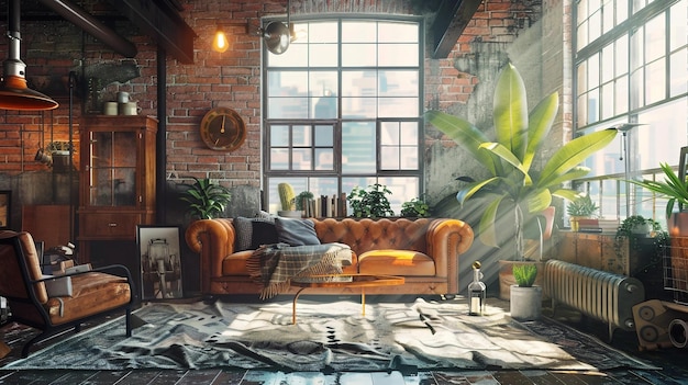 Ein Wohnzimmer voller Möbel und viele Fenster