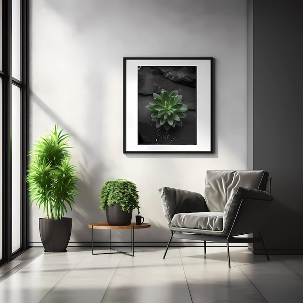 Ein Wohnzimmerfoto mit modernem und minimalistischem Design