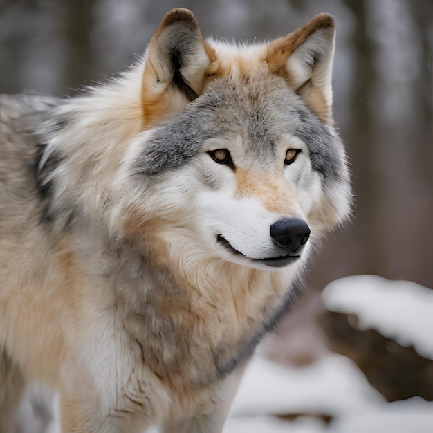 ein Wolf, der ein braunes Gesicht hat und ein braunas Gesicht hat