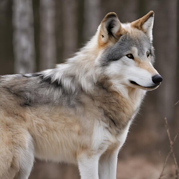 ein Wolf, der im Wald steht