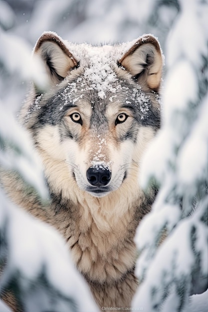 Ein Wolf im Schnee