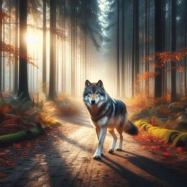 ein Wolf im Wald, der von KI generiert wurde