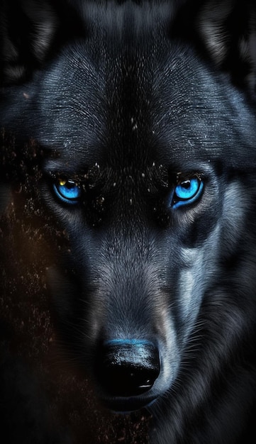 Ein Wolf mit blauen Augen