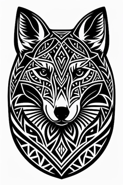 Ein Wolf mit einem geometrischen Muster darauf