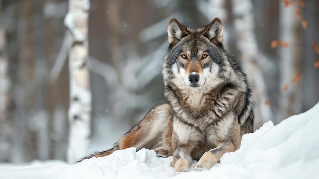 ein Wolf sitzt im Schnee, Wölfe und Winter