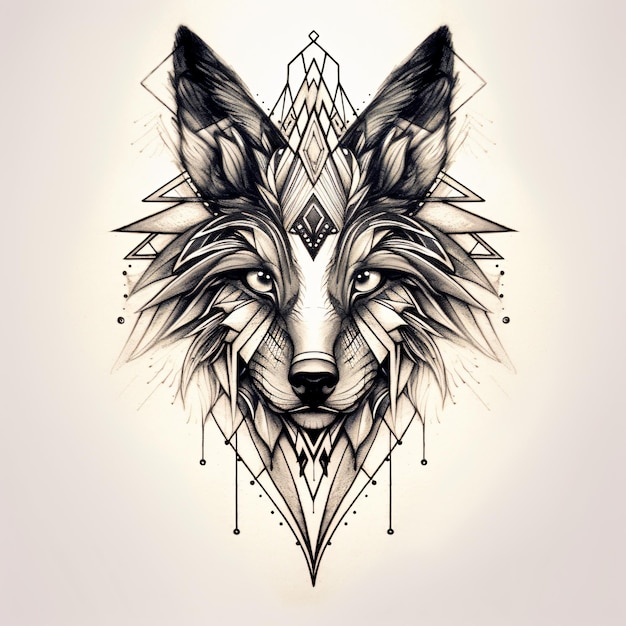 ein Wolf-Tattoo mit geometrischem Design