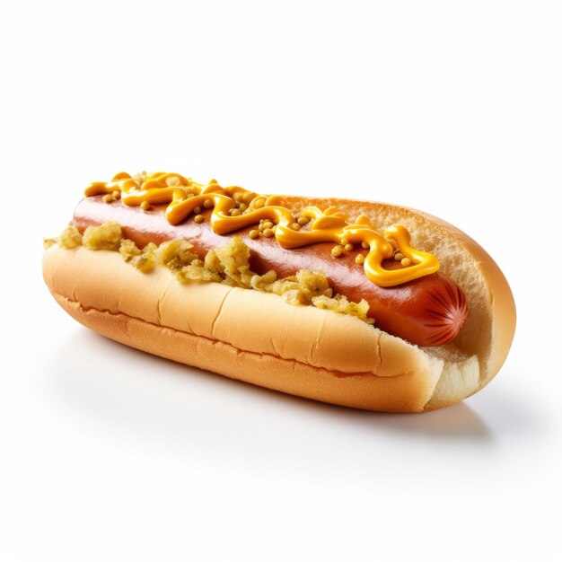 Ein würziger Hotdog mit Senfgeschmack Eine köstliche Variante eines Klassikers