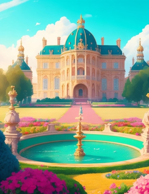 Ein wunderbarer Blick auf den Palast von Versailles mit seinen lebendigen Farben und spielerischen Details