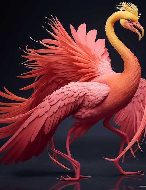 Ein wunderschön aussehender Vogel in rosa und rot Foto Ai generiert