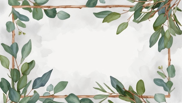 Ein wunderschöner Aquarellkränz aus Blättern in einem eleganten botanischen Stil