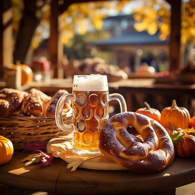 Foto ein wunderschöner blickfang auf dem wunderschönen oktoberfest, gefüllt mit faszinierender, malerischer frische