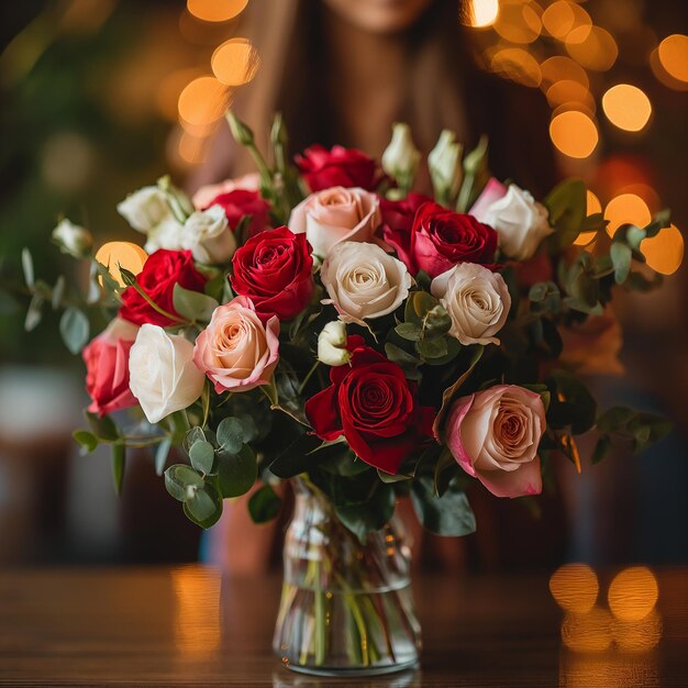 Ein wunderschöner Blumenstrauß zum Valentinstag