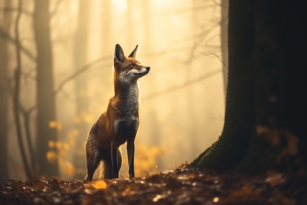 Ein wunderschöner Fuchs in einem Wald