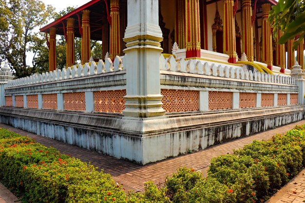 Ein wunderschöner Panoramablick auf den Tempel Wat Phra Kaew in Vientiane Laos