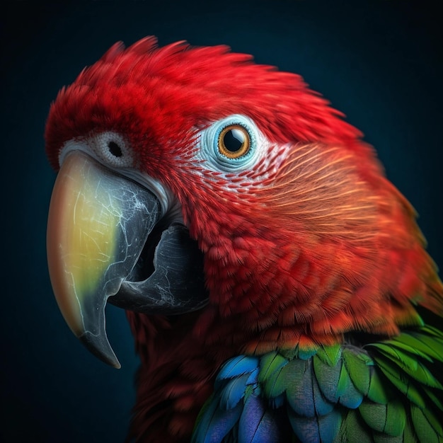 Ein wunderschöner Papageienkopf