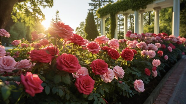 ein wunderschöner Rosenblumengarten