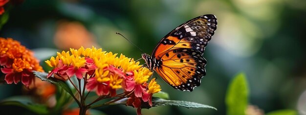 ein wunderschöner Schmetterling sitzt auf einer Blumennatur