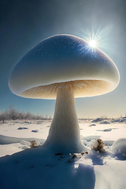Ein wunderschöner spektraler weißer Pilz Generative Ai