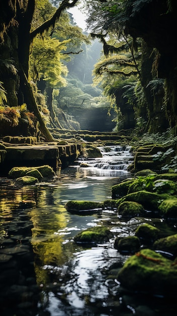 ein wunderschöner Wasserfall mit klarem Wasser