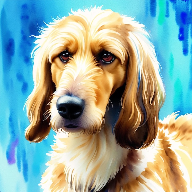 Ein wunderschönes Afghan Hound-Aquarellgemälde mit anmutiger Eleganz und generativer KI