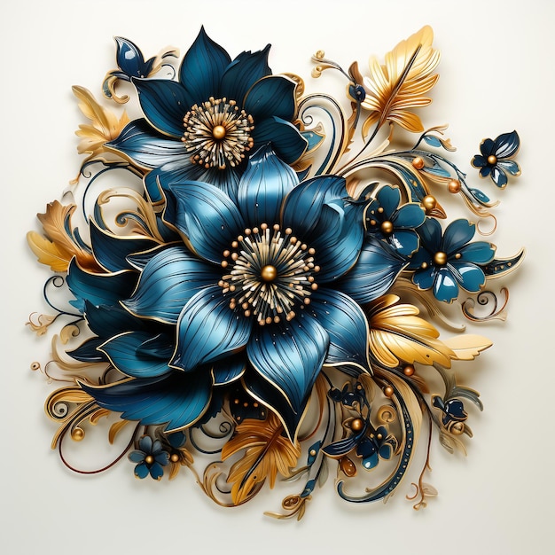 Ein wunderschönes Bordürendesign im Barock-Ornament-Stil, handgefertigtes Kunstwerk-Ornamentmuster mit Aquarell
