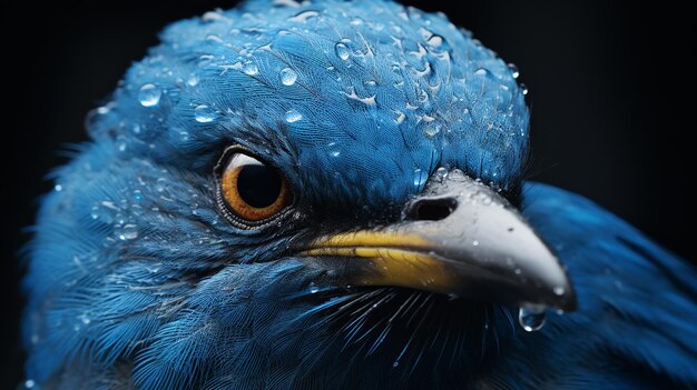 Ein wunderschönes Detail eines blauen Vogels