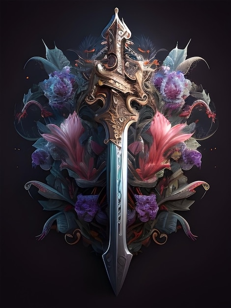 Ein wunderschönes, goldenes Fantasy-Schwert