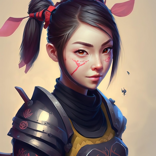 Ein wunderschönes japanisches Ninja-Mädchen Konzeptkunst Digitale Malerei Fantasy-Illustration