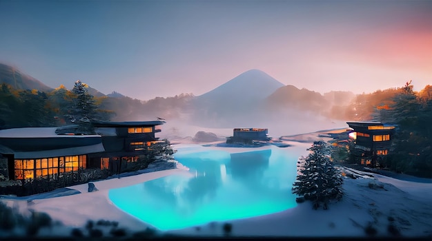 Ein wunderschönes japanisches Resort aus transparentem Glas