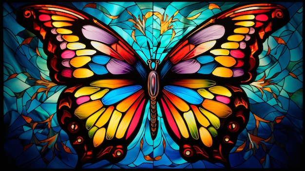 Ein wunderschönes Schmetterlings-Buntglasfenster