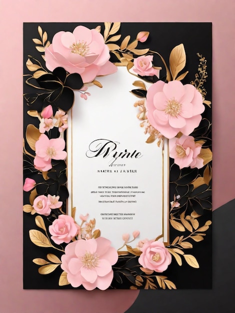 Ein wunderschönes und attraktives Luxus-Hochzeitseinladungskartendesign mit elegantem Blumenhintergrund
