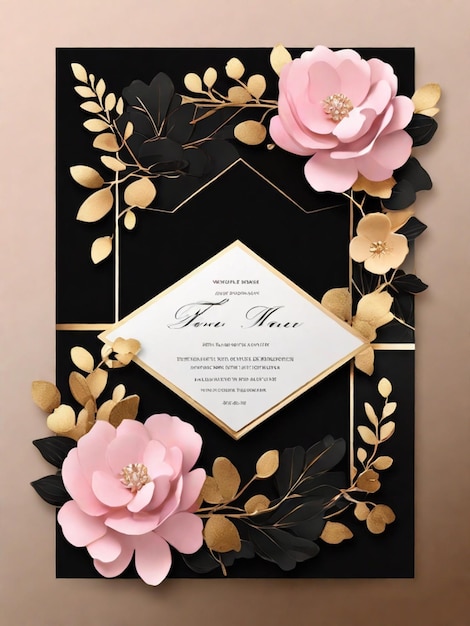 Ein wunderschönes und attraktives Luxus-Hochzeitseinladungskartendesign mit elegantem Blumenhintergrund