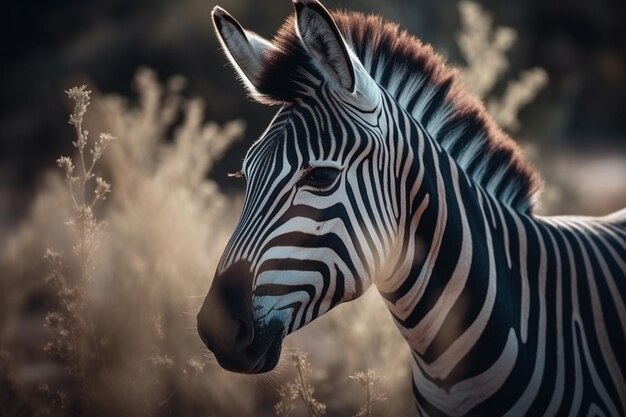 Ein Zebra in freier Wildbahn mit schwarz-weißem Muster