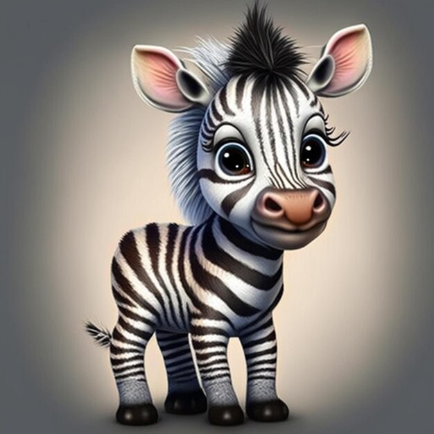 Ein Zebra mit einem schwarz-weißen gestreiften Mantel steht vor einem grauen Hintergrund