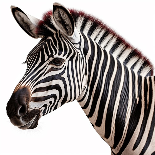 Ein Zebra mit schwarz-weißen Streifen und einer schwarzen Nase.