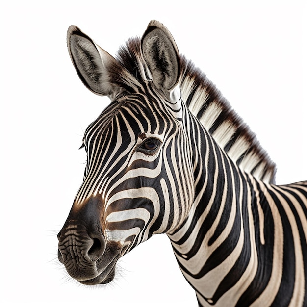 Ein Zebra mit schwarz-weißen Streifen und einer schwarzen Nase.