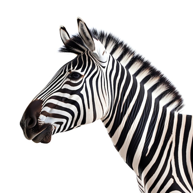 ein Zebra mit weißem Hintergrund